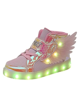 BFOEL Kids Light up Shoes LED USB Charging Flashing High-top Wings Sneakers Boys Girls Trainers for Festivals Halloween Christmas New Year Party Great Gift