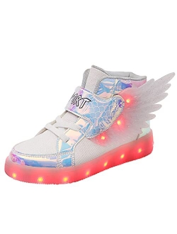 BFOEL Kids Light up Shoes LED USB Charging Flashing High-top Wings Sneakers Boys Girls Trainers for Festivals Halloween Christmas New Year Party Great Gift