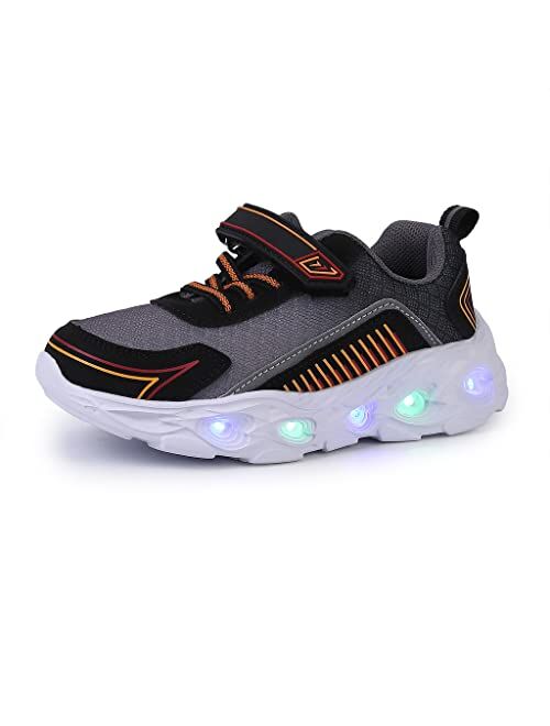 SPR&JOY Toddler Boys Girls Light Up Shoes, Lightweight Breathable Anti-Slip, Led Flashing Sport Sneakers for Toddler/Little Kids