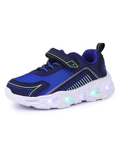 SPR&JOY Toddler Boys Girls Light Up Shoes, Lightweight Breathable Anti-Slip, Led Flashing Sport Sneakers for Toddler/Little Kids