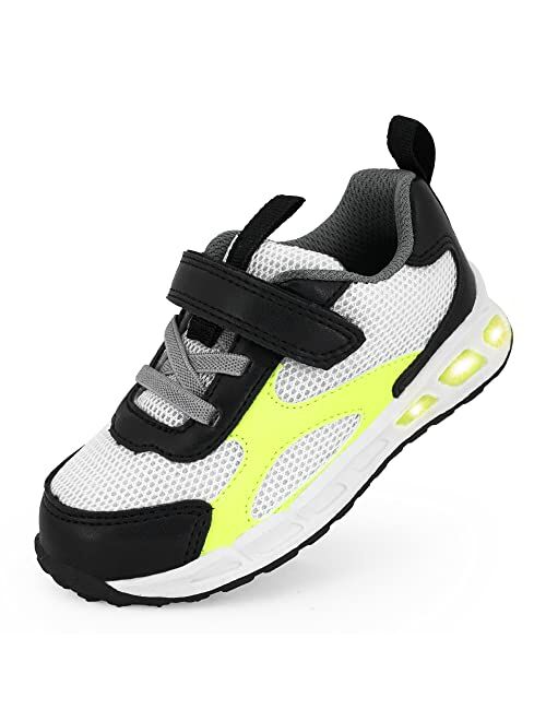 YESKIS Toddler Boys Girls Light Up Shoes LED Flashing Lightweight Mesh Breathable Adorable Running Sneakers for Toddler and Little Kid