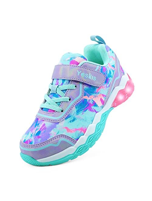 YESKIS Toddler Boys Girls Light Up Shoes LED Flashing Lightweight Mesh Breathable Adorable Running Sneakers for Toddler and Little Kid