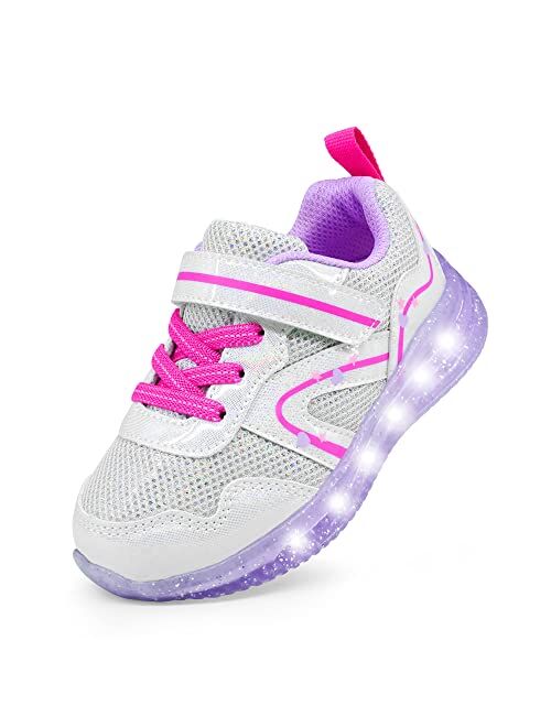 YESKIS Toddler Boys Girls Light Up Shoes LED Flashing Lightweight Mesh Breathable Adorable Running Sneakers for Toddler and Little Kid