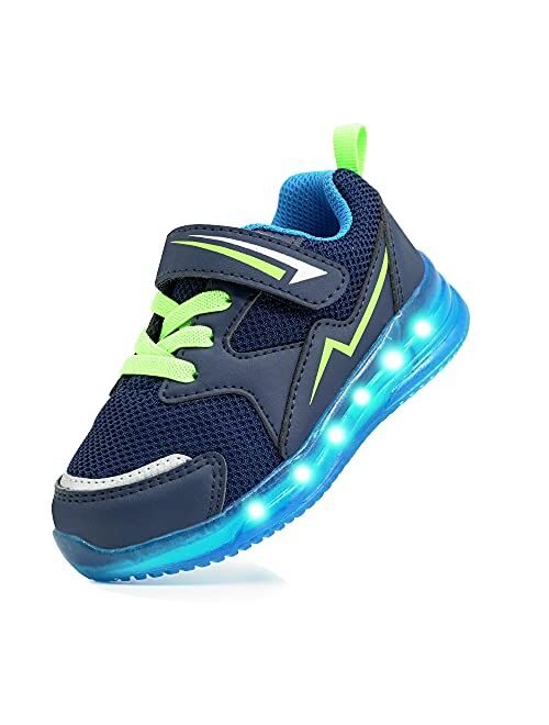 YESKIS Toddler Boys Girls Light Up Shoes LED Flashing Lightweight Mesh Breathable Adorable Running Sneakers for Toddler and Little Kid