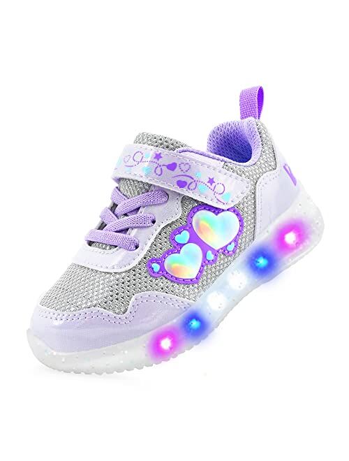 YESKIS Toddler Boys Girls Light Up Shoes LED Flashing Lightweight Mesh Breathable Adorable Running Sneakers for Toddler and Little Kid