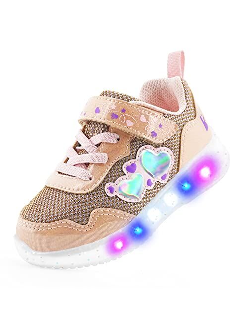 YESKIS Toddler Boys Girls Light Up Shoes LED Flashing Lightweight Mesh Breathable Adorable Running Sneakers for Toddler and Little Kid