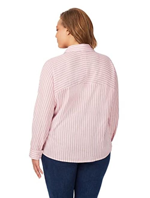 Foxcroft Women's Natalie Long Sleeve Glitzy Stripe Blouse