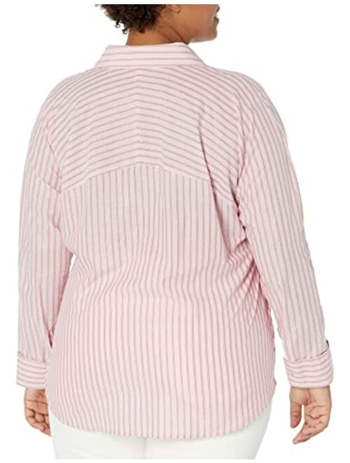 Foxcroft Women's Natalie Long Sleeve Glitzy Stripe Blouse