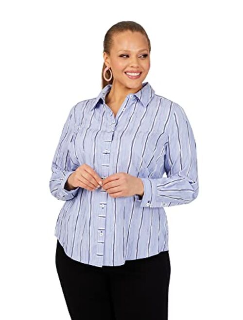 Foxcroft Women's Hampton Long Sleeve Serene Stripe Blouse