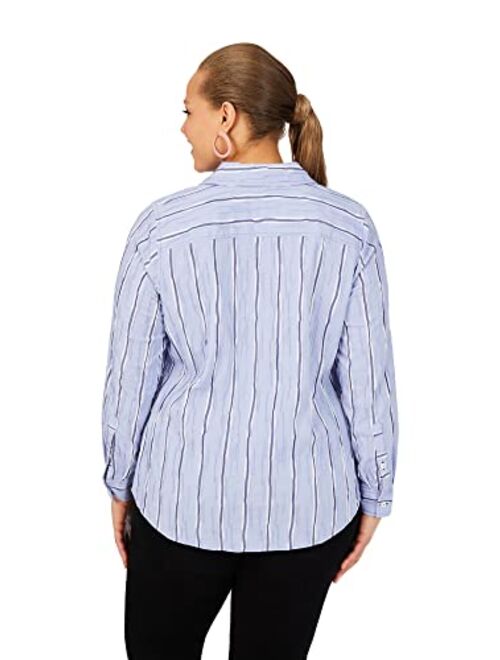 Foxcroft Women's Hampton Long Sleeve Serene Stripe Blouse