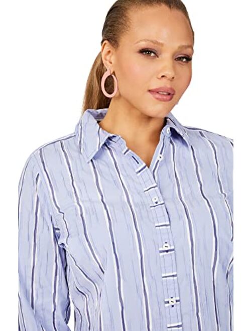 Foxcroft Women's Hampton Long Sleeve Serene Stripe Blouse