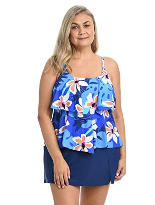 Maxine Of Hollywood 2-Tiered Ruffle Tankini Swimsuit Top