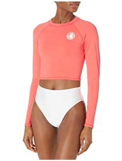 Women's Standard Let It Be Long Sleeve Crop Top Rashguard with UPF 50