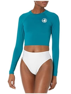 Women's Standard Let It Be Long Sleeve Crop Top Rashguard with UPF 50