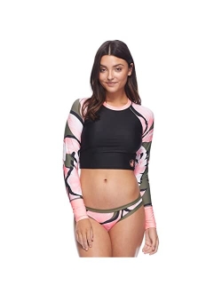 Women's Standard Let It Be Long Sleeve Crop Top Rashguard with UPF 50