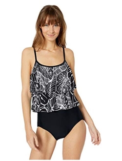 Women's Plus-Size 2-Tiered Ruffle One Piece Swimsuit