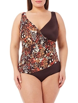 Women's Plus-Size 2-Tiered Ruffle One Piece Swimsuit