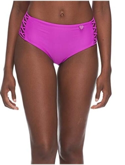 Women's Standard Smoothies Retro Solid High Rise Strappy Bikini Bottom Swimsuit