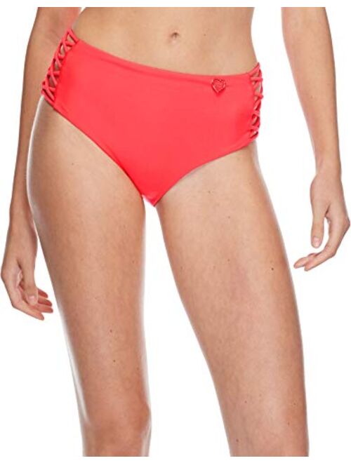 Body Glove Women's Standard Smoothies Retro Solid High Rise Strappy Bikini Bottom Swimsuit