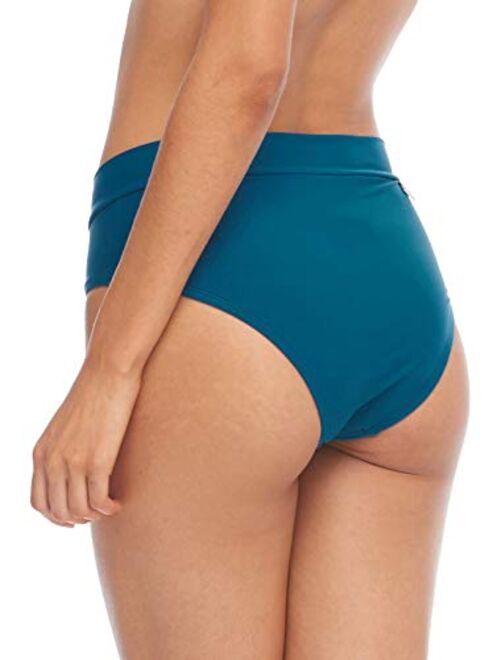 Body Glove Women's Standard Smoothies Nuevo Retro Solid High Rise Bikini Bottom Swimsuit