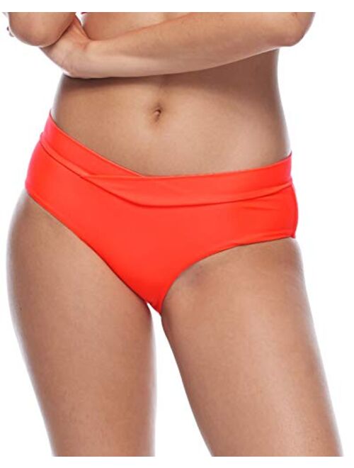 Body Glove Women's Standard Smoothies Nuevo Retro Solid High Rise Bikini Bottom Swimsuit