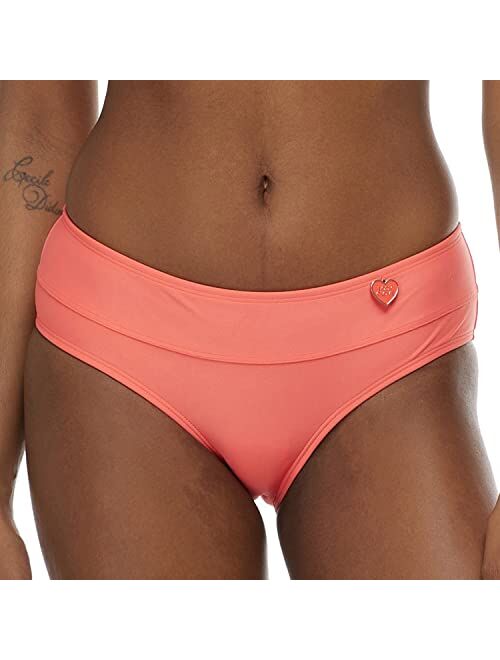 Body Glove Women's Standard Smoothies Hazel Solid Mid Coverage Bikini Bottom Swimsuit