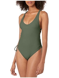 Women's Missy Ruched Side V-Neck One Piece Swimsuit