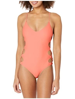 Smoothies Crissy Solid One Piece Swimsuit with Strappy Side Detail, Smoothies Snow, Large