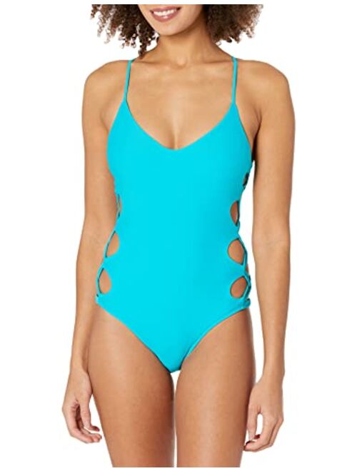 Body Glove Smoothies Crissy Solid One Piece Swimsuit with Strappy Side Detail, Smoothies Snow, Large