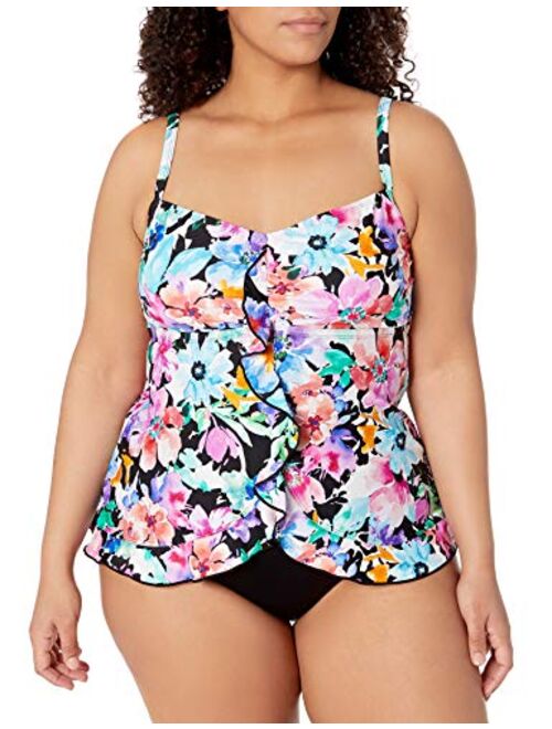 Maxine Of Hollywood Women's Ruffle Front Tankini Swimsuit Top