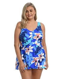 V-Neck Swim Dress One Piece Swimsuit