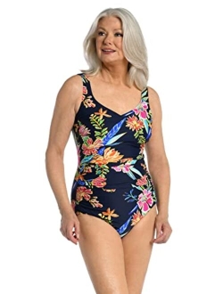 Women's Standard Side Shirred Girl Leg One Piece Swimsuit