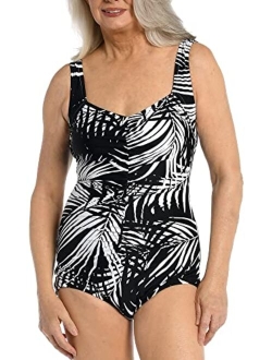 Women's Standard Shirred Front Girl Leg One Piece Swimsuit