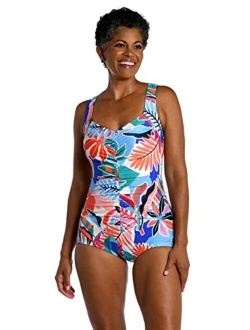 Women's Standard Shirred Front Girl Leg One Piece Swimsuit