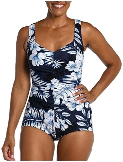 Women's Standard Shirred Front Girl Leg One Piece Swimsuit