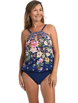 High Neck Keyhole Blousan Mio One Piece Swimsuit