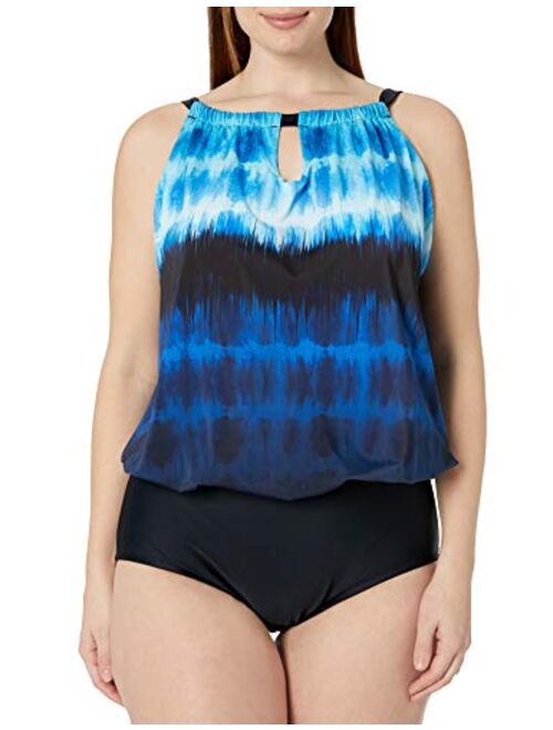 Maxine Of Hollywood High Neck Keyhole Blousan Mio One Piece Swimsuit