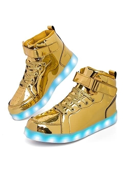 Wajin LED Light Up Shoes Kids High top Sneakers with USB Charging Flashing Luminous Shoes Dancing Sneakers for Boys Girls Toddles Gift