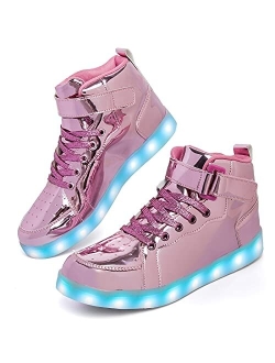 Wajin LED Light Up Shoes Kids High top Sneakers with USB Charging Flashing Luminous Shoes Dancing Sneakers for Boys Girls Toddles Gift