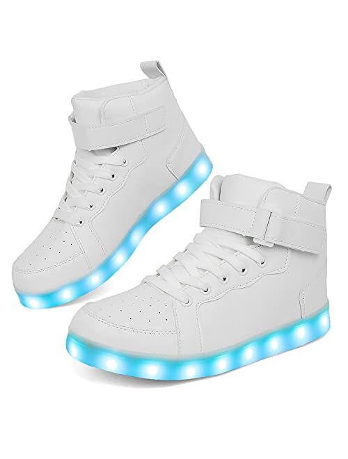 Wajin LED Light Up Shoes Kids High top Sneakers with USB Charging Flashing Luminous Shoes Dancing Sneakers for Boys Girls Toddles Gift