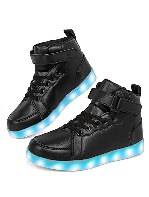 Wajin LED Light Up Shoes Kids High top Sneakers with USB Charging Flashing Luminous Shoes Dancing Sneakers for Boys Girls Toddles Gift