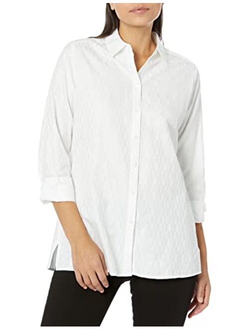 Foxcroft Women's Journey Long Sleeve Crystal Jacquard Blouse