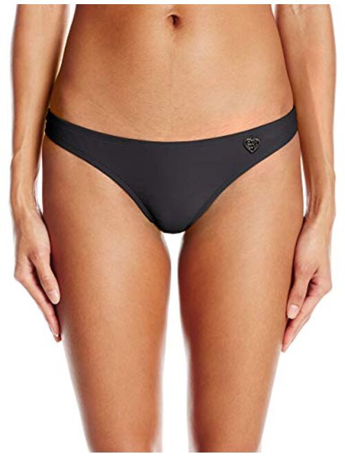 Body Glove Women's Smoothies Thong Solid Minimal Coverage Bikini Bottom Swimsuit