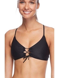 Women's Smoothies Mika Solid Halter Triangle Bikini Top Swimsuit with Cross Tie Back