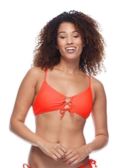 Women's Smoothies Mika Solid Halter Triangle Bikini Top Swimsuit with Cross Tie Back