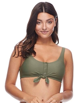 Women's Standard Smoothies Kate Solid Crop Bikini Top Swimsuit with Front Tie