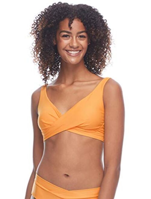 Body Glove Women's Standard Smoothies Orla Solid Hidden Uw Bikini Top Swimsuit with Crossover Neckline