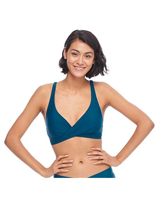 Body Glove Women's Standard Smoothies Orla Solid Hidden Uw Bikini Top Swimsuit with Crossover Neckline