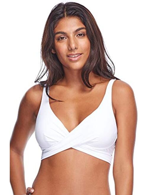 Body Glove Women's Standard Smoothies Orla Solid Hidden Uw Bikini Top Swimsuit with Crossover Neckline