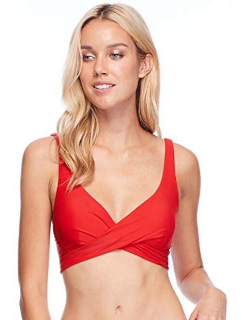 Body Glove Women's Standard Smoothies Orla Solid Hidden Uw Bikini Top Swimsuit with Crossover Neckline